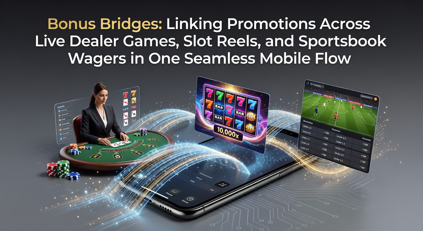 Mobile screen showing interconnected bonuses across slots, live dealer tables, and sportsbook odds