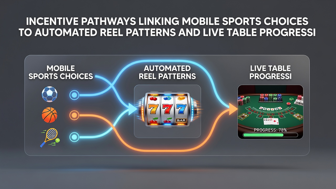 Analytics dashboard showing player transition flows from sports bets to slot reels and live tables with incentive markers highlighted