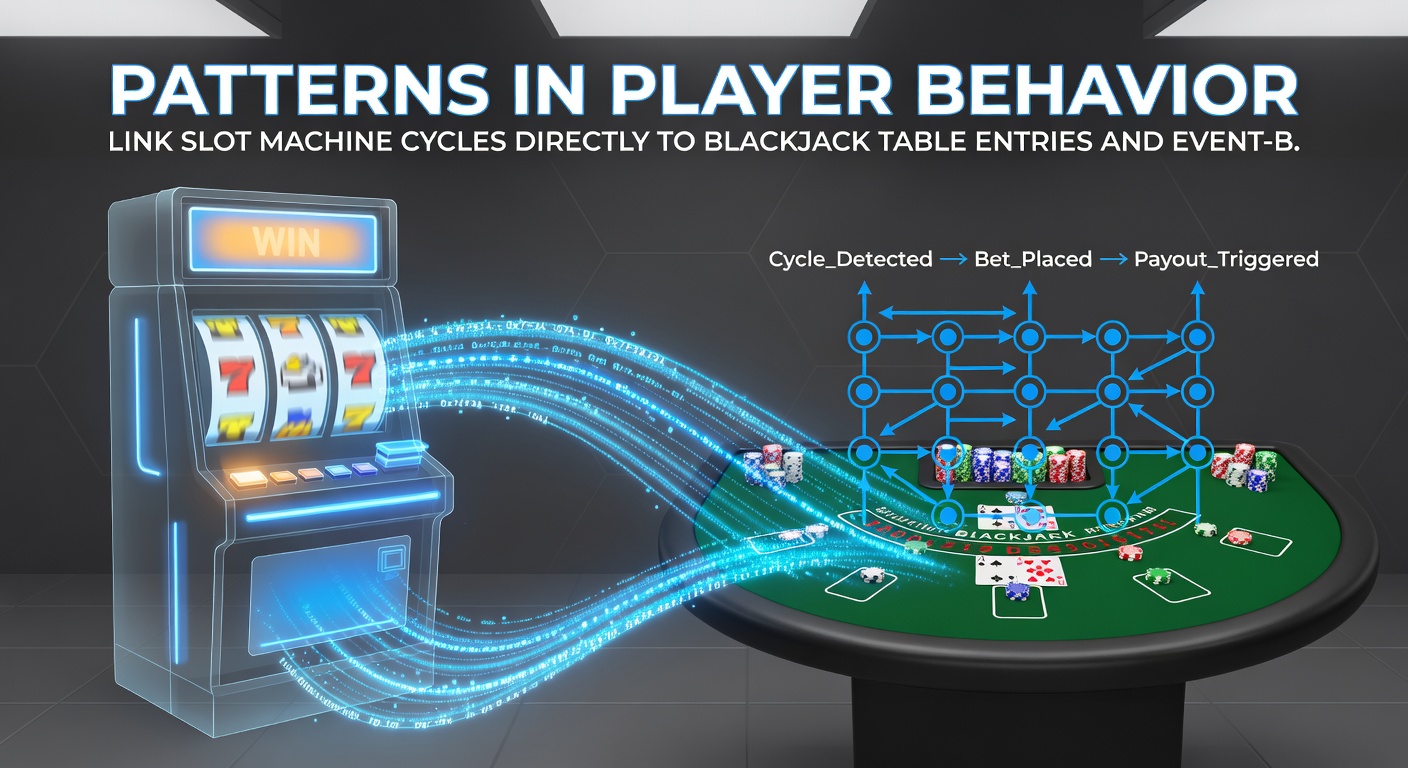 Chart showing correlations between slot cycle completion times and blackjack table entries during event wager periods